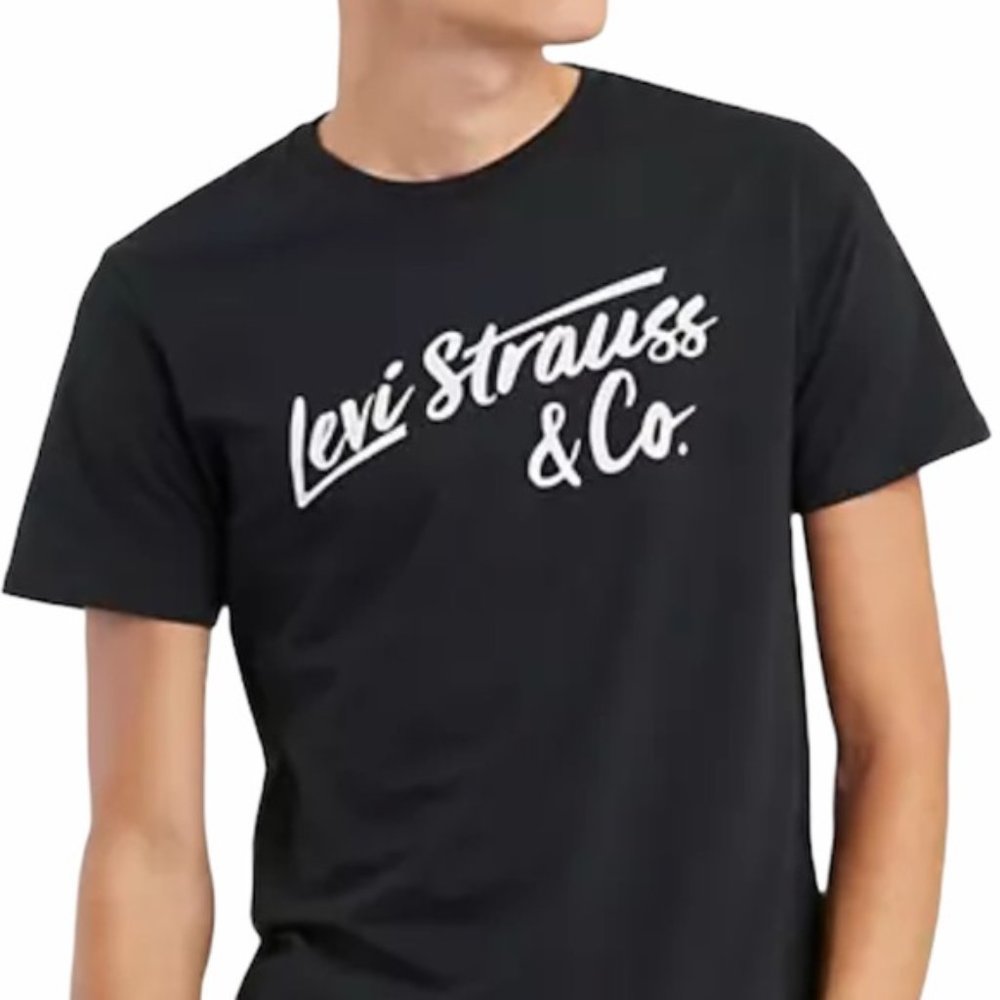 Levi's Logo Graphic Tee Black w/White Lettering Big Men's Size 3XL